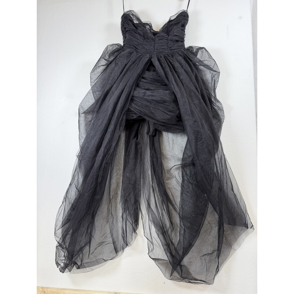 LAMARQUE Black Strapless Tulle Gown Dress Women's Size S Ruched Bodice
